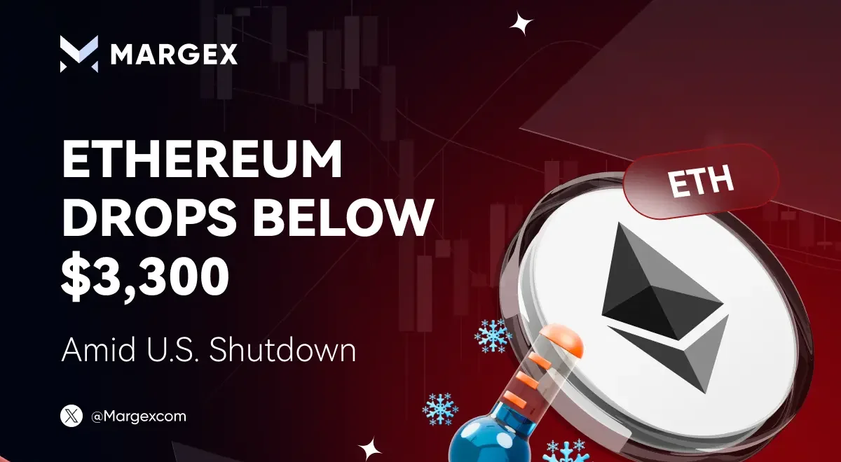 Ethereum cae por debajo de $3,300 en medio del cierre más largo del Gobierno de EE.UU.